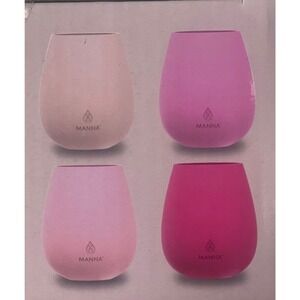 Unbreakable Silicone Stemless Wine Glassware Shades of Pink Manna 4 Count